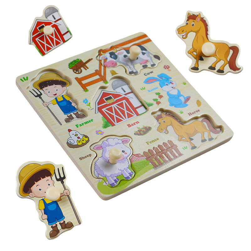 3D Peg Puzzle Board Wooden for Toddlers #2021