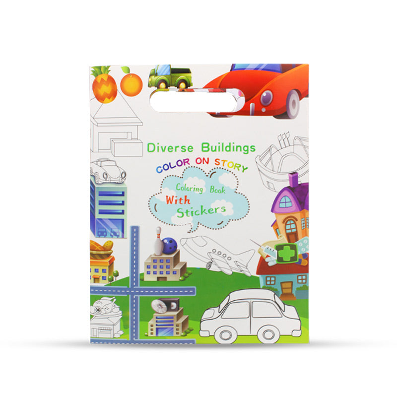 Coloring Book With Stickers-Color on story
