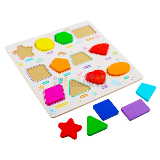 3D Geometric Shapes Guide Wooden Puzzle Board