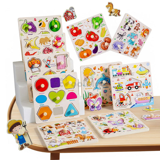 3D Peg Puzzle Board Wooden for Toddlers #2021