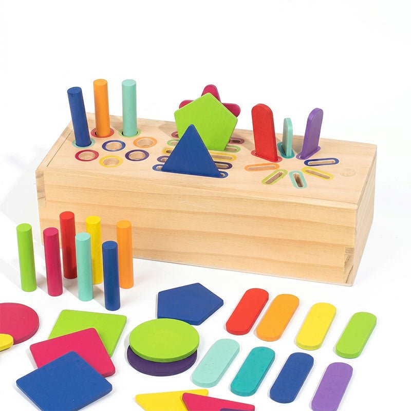 Three - in - one Wooden Shape Sorting Box - Preschool mall - Preschool Supplies & Educational Toys