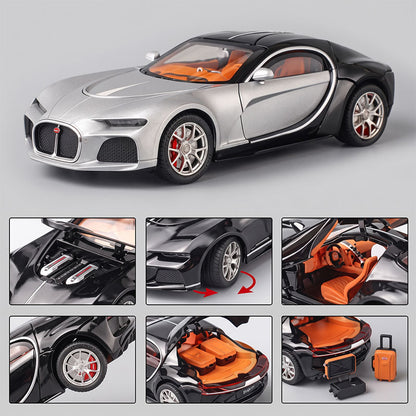 DIE-CAST Simulation Sound and Light Pull Back Car (Bugatti)