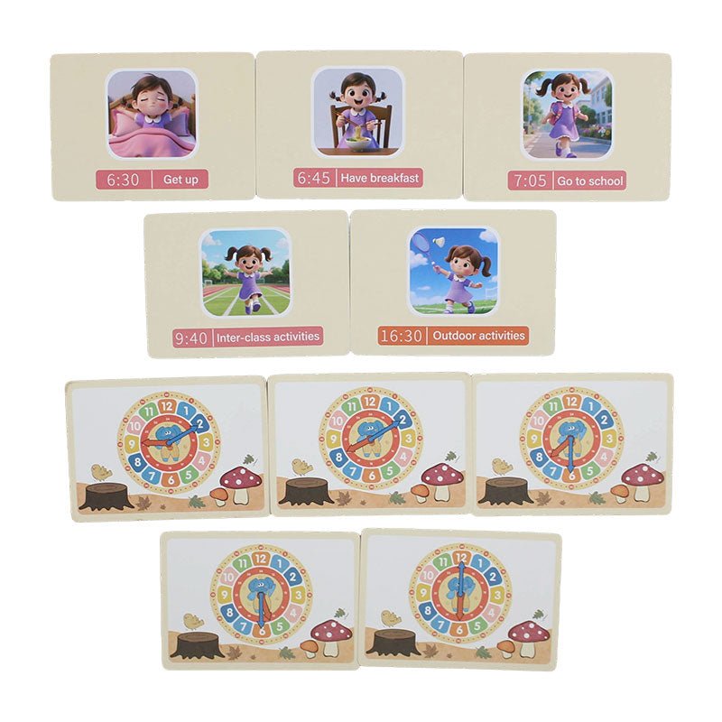 Wooden Clock Game with Double Sided Cards - Preschool mall - Preschool Supplies & Educational Toys
