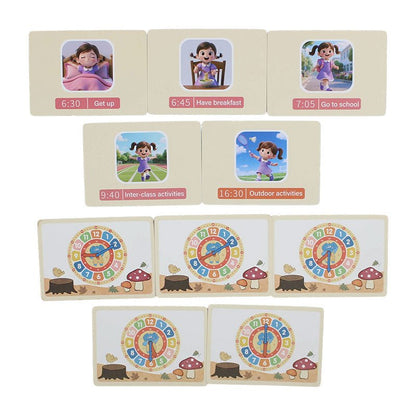 Wooden Clock Game with Double Sided Cards - Preschool mall - Preschool Supplies & Educational Toys