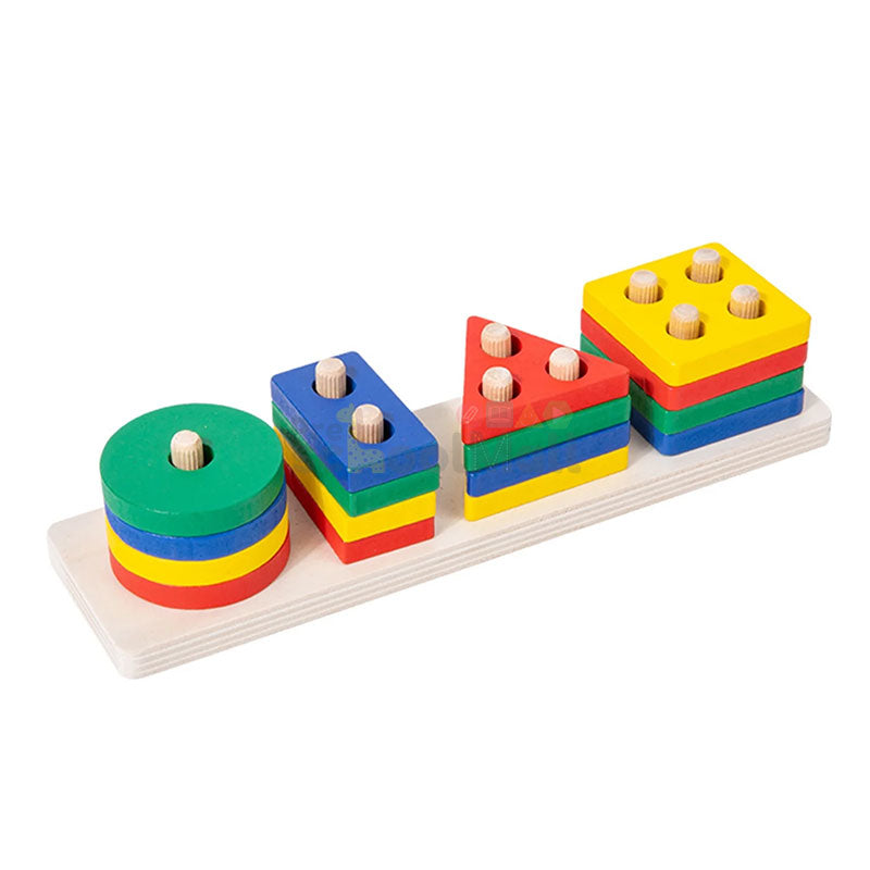 4 Column Wooden Shape Sorting & Stacking Toy