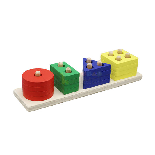 4 Column Wooden Shape Sorting & Stacking Toy