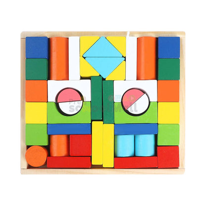 40 Pcs Wooden Colorful Building Blocks #2082