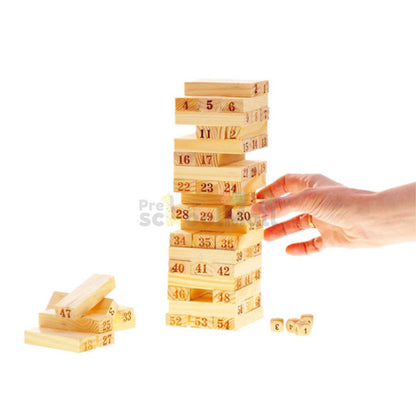 54 Pcs Wooden Mini Jenga with Numbers