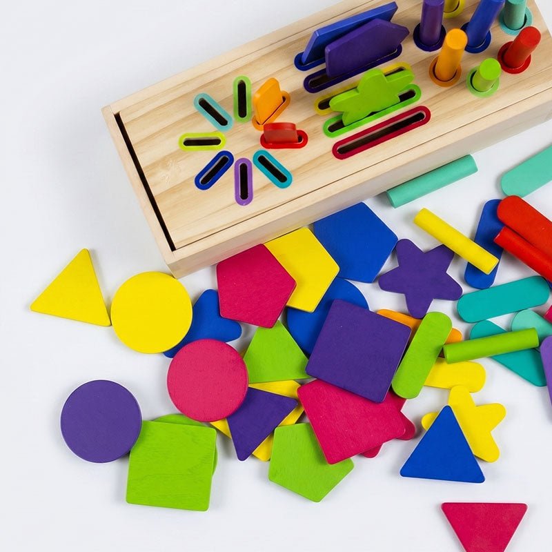 Three - in - one Wooden Shape Sorting Box - Preschool mall - Preschool Supplies & Educational Toys