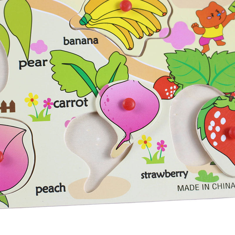 Wooden Fruits & Vegetables Peg Puzzle Board