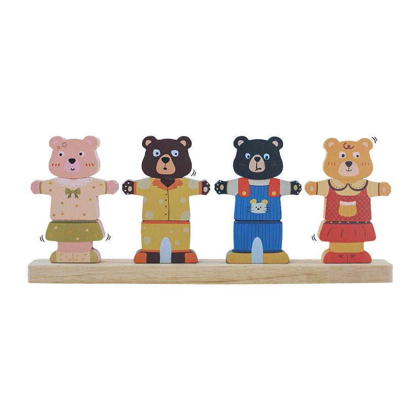 Little Bear Clothes Changing Puzzle Game Wooden - Preschool mall - Preschool Supplies & Educational Toys