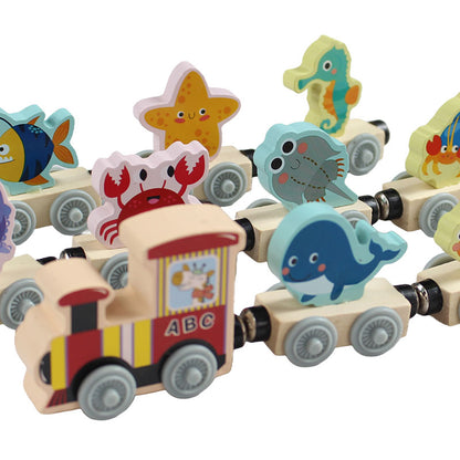 Wooden Magnetic Sea Animals Little Train 11 Pcs #1860