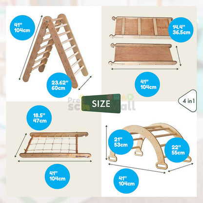 Wooden climbing Frame set 4 in 1