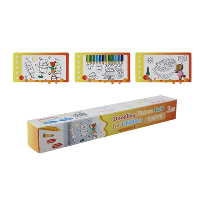 Doodling Picture 3 Meter Long Paper Roll for Children's