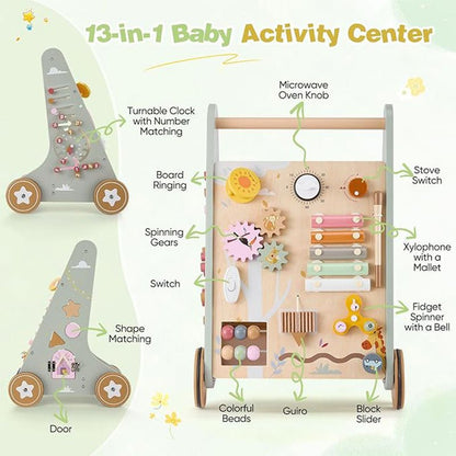 Baby Wooden 13 - in - 1 Activity Walker - Preschool mall - Preschool Supplies & Educational Toys