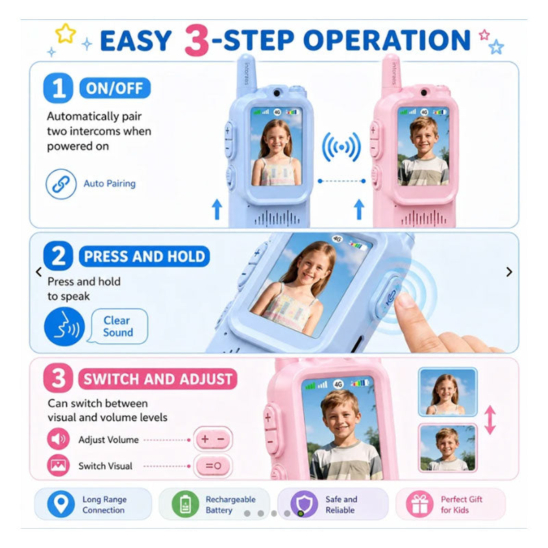Video Walkie Talkie 2 Pcs For Kids – (Rechargeable)