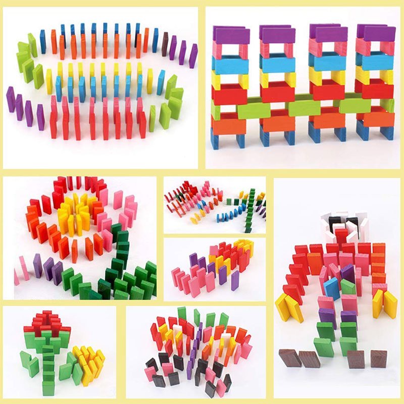120 Pcs Wooden Colorful Domino Blocks - Preschool mall - Preschool Supplies & Educational Toys