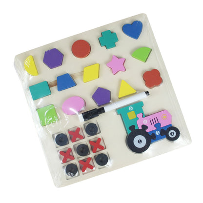 Kids Educational Double-Sided Learning & Writing Puzzle Wooden Board