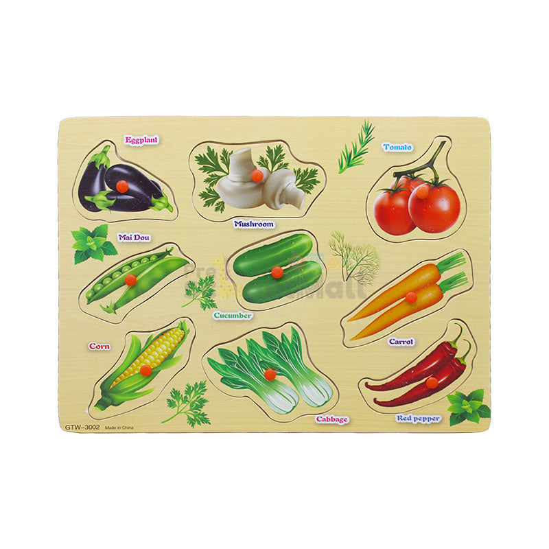 9 Vegetables Matching Puzzle Picture Peg Board