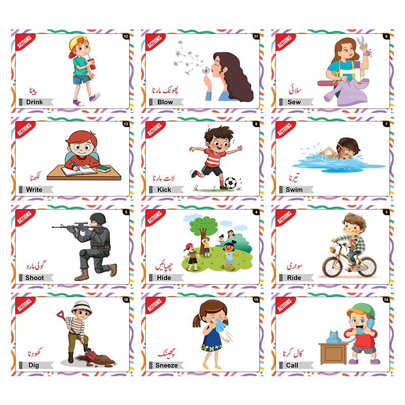 Actions Words & Body Parts Bilingual FlashCards - Preschool mall - Preschool Supplies & Educational Toys
