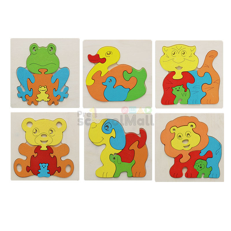 Animal with Babies Puzzle Mini Wooden Pair of 2