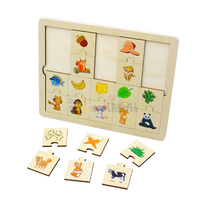 Animals Food Puzzle Game Wooden Board