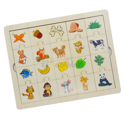 Animals Food Puzzle Game Wooden Board