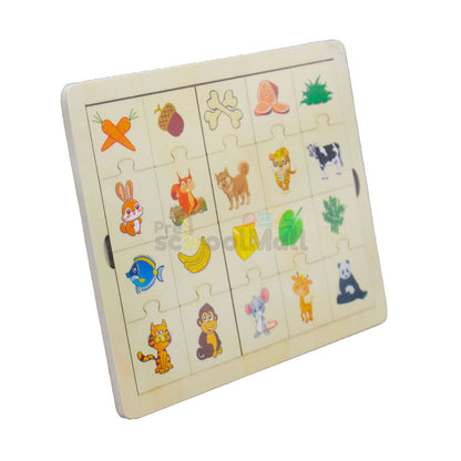 Animals Food Puzzle Game Wooden Board