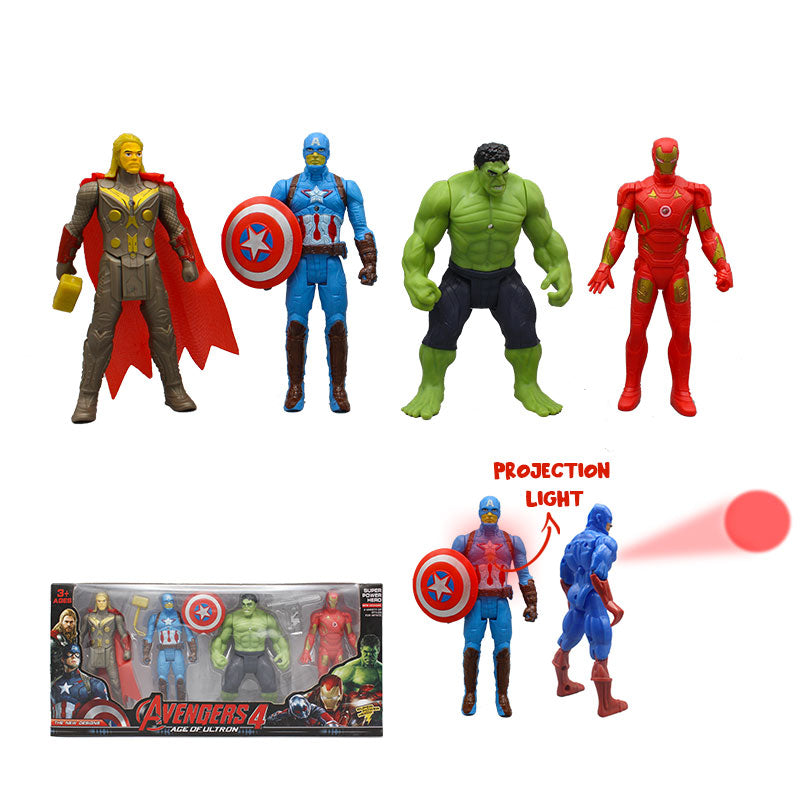 4PCS Avengers Action Figures With Light Projection Function