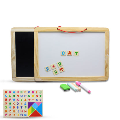 Wooden Black & White Board Medium - Magnetic Alphabets & Numbers