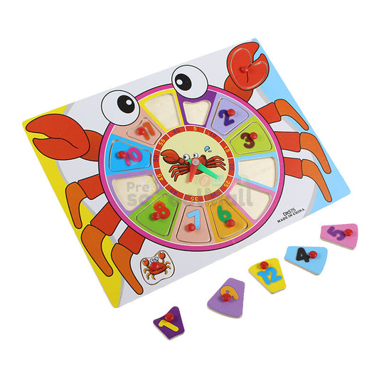 Crab Teaching Clock Wooden Board