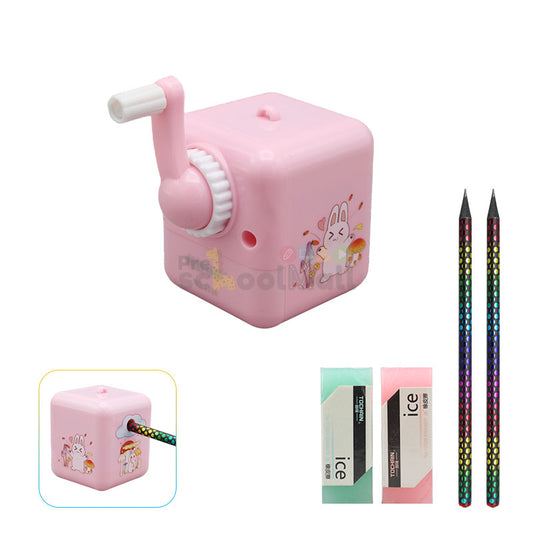 Rotary Sharpener with 2 Pencils & 2 Erasers