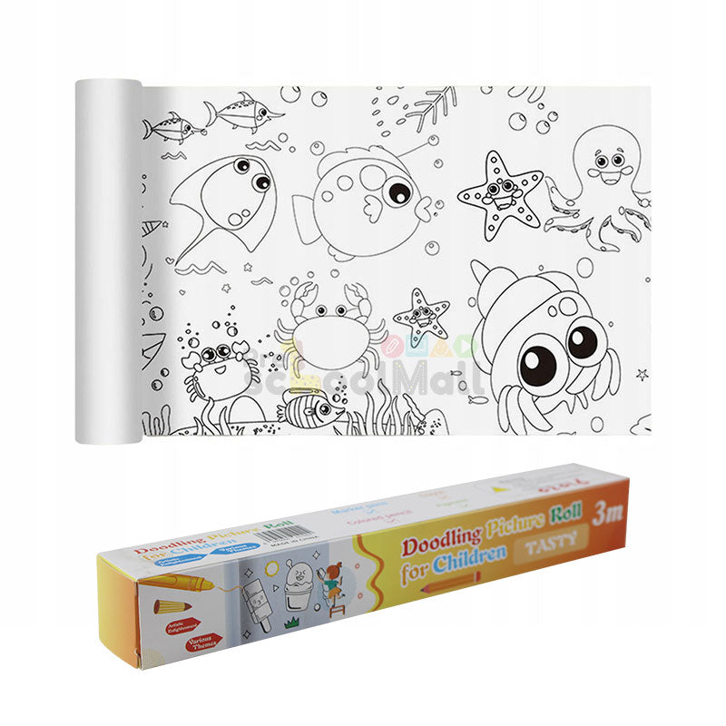 Doodling Picture 3 Meter Long Paper Roll for Children's