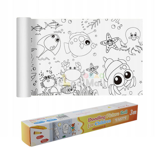 Doodling Picture 3 Meter Long Paper Roll for Children's