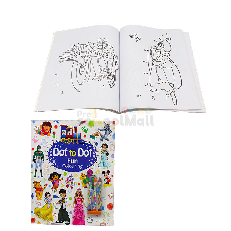 Dot to Dot Coloring Book with Crayon Colors