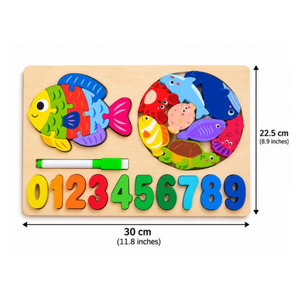 Double-Sided Wooden Puzzle & Write and Wipe Board
