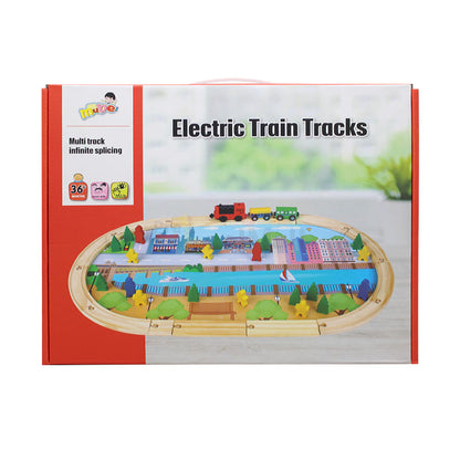 Electric Train with Light Wooden Tracks Set 45 Pcs