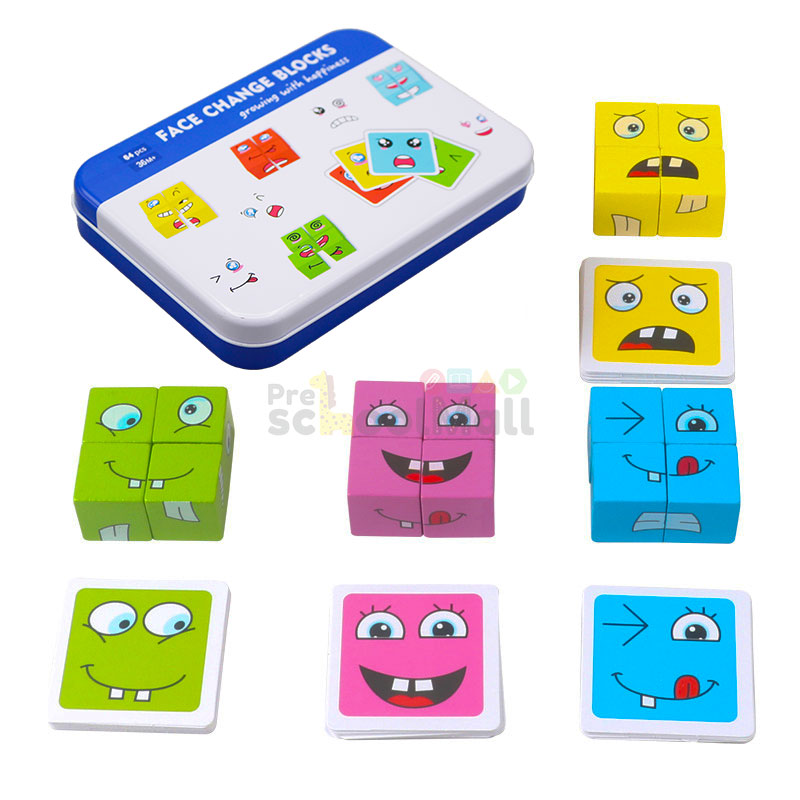 Face Expression Puzzle Wooden Blocks