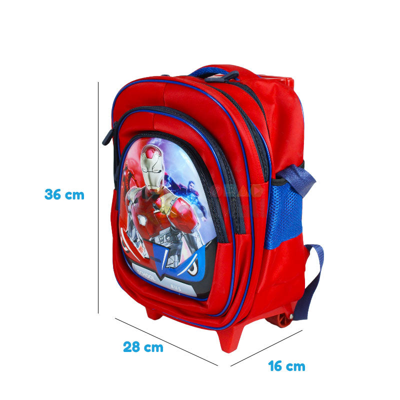 Iron Man Embossed Trolley School Bag 15″