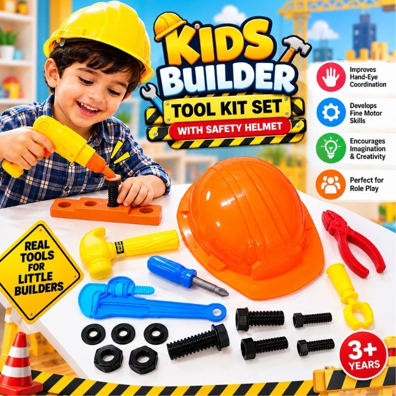 Kids Builder Tool Kit Set with Safety Helmet 00801