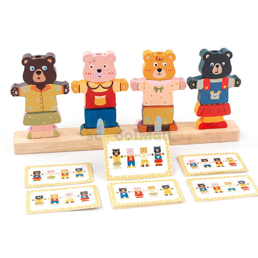 Little Bear Clothes Changing Puzzle Game Wooden