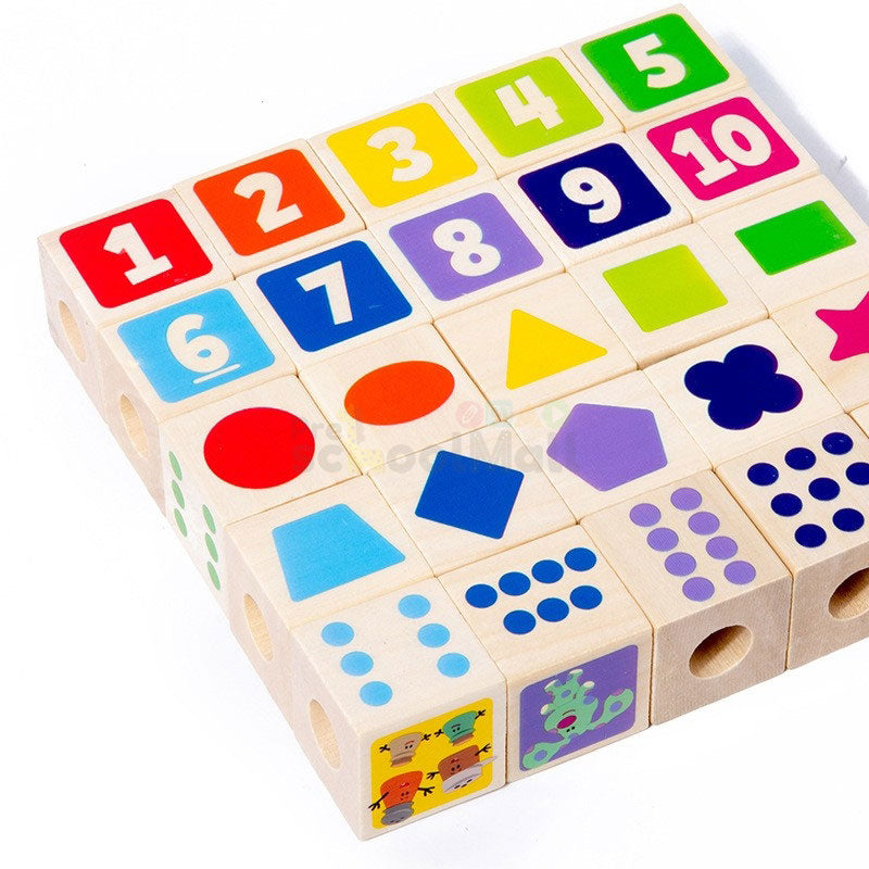 Montessori Wooden Beaded Building Blocks Game