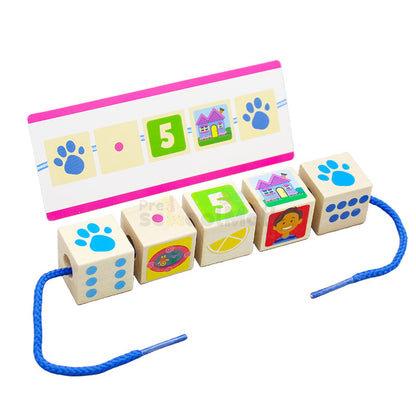 Montessori Wooden Beaded Building Blocks Game