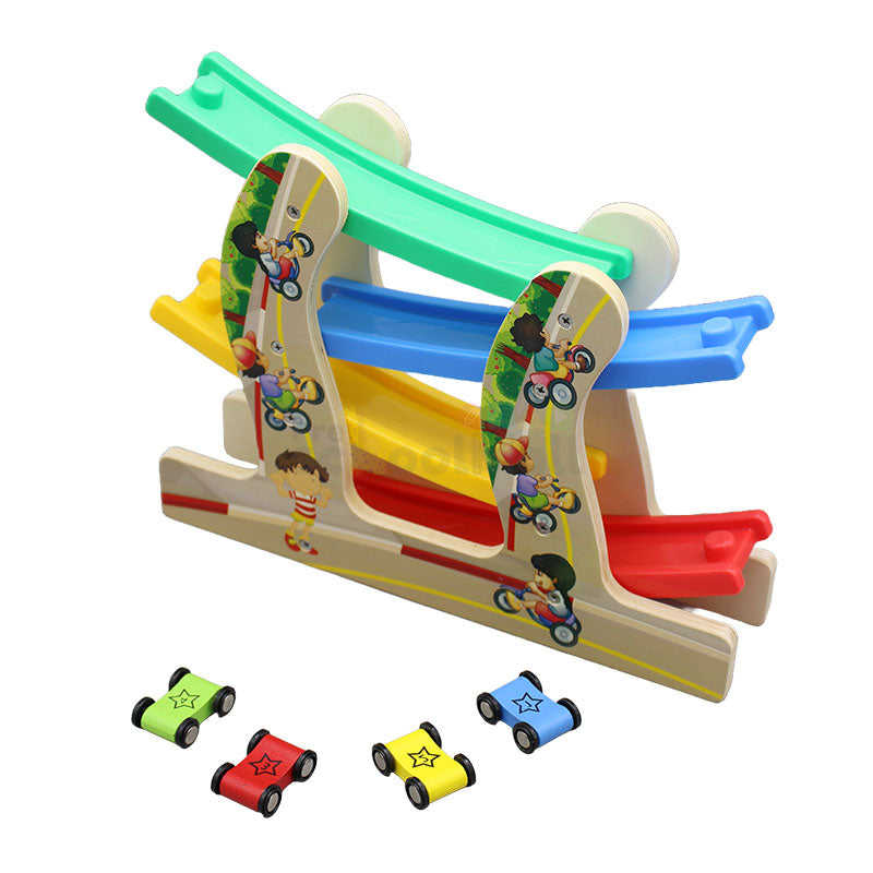 Racing Rail Car Toy for Kids Wooden