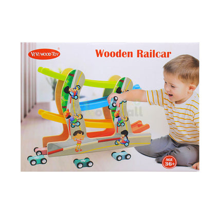 Racing Rail Car Toy for Kids Wooden