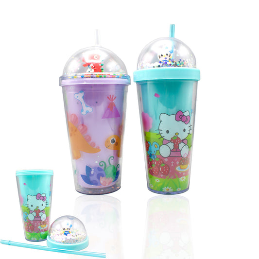 Stylish Acrylic Double Wall Tumbler Cup With Straw