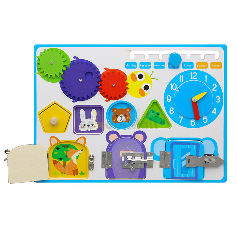 Sensory Activity Wooden Alarm Clock Busy Board