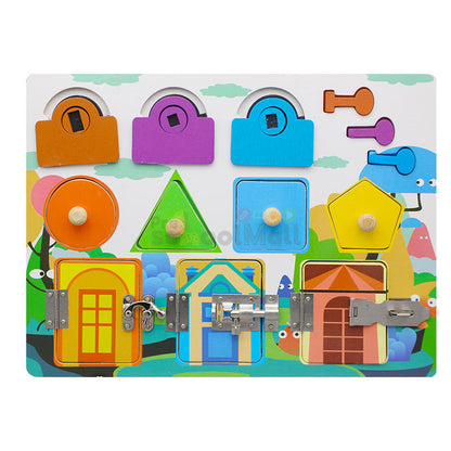 Sensory Activity Wooden Unlocking Busy Board