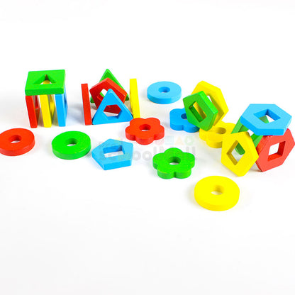 Six Column Intelligence Shape Trailer Wooden Toy