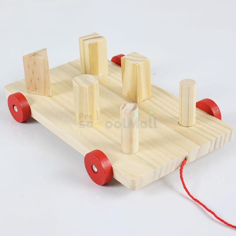 Six Column Intelligence Shape Trailer Wooden Toy